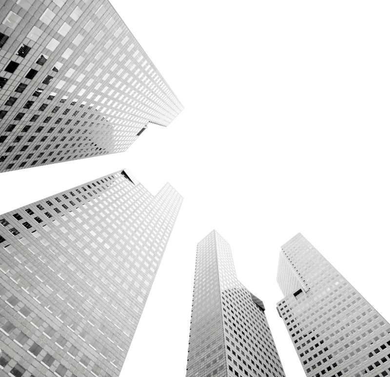 Gratte-ciels modernes avec façades en bardage aluminium et vitrages réfléchissants, illustrant une architecture urbaine contemporaine Gratte-ciels modernes avec façades en bardage aluminium et vitrages réfléchissants, illustrant une architecture urbaine contemporaine
