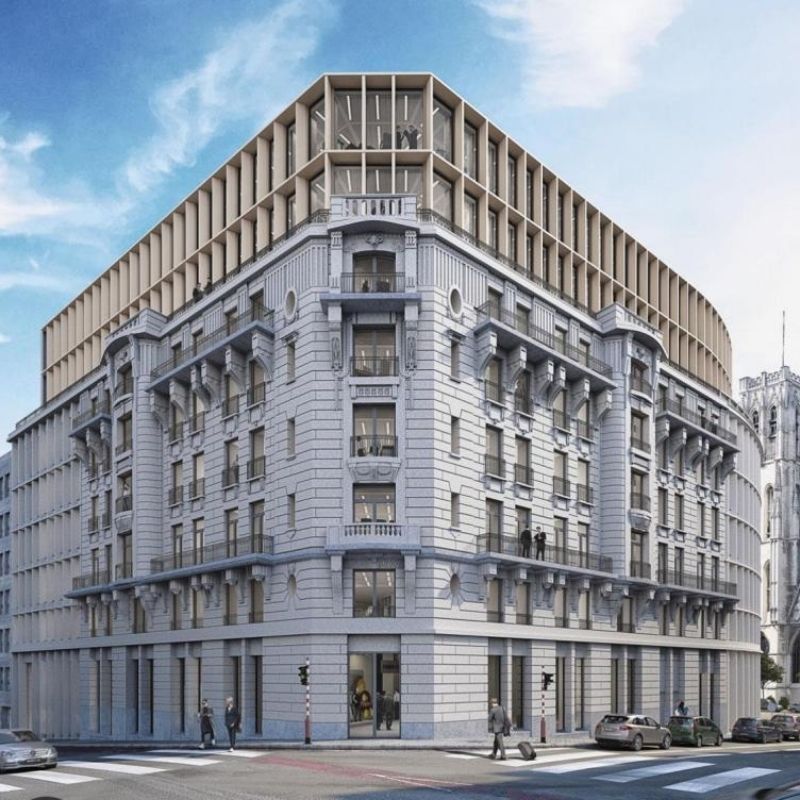 Renovated facade of the Chancellerie in Brussels with vertical cladding by Anired Group