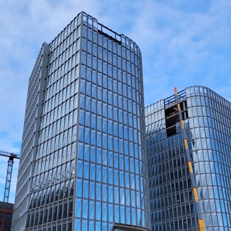 Unitized glass facades for the Westfield complex in Hamburg, designed by Anired Group